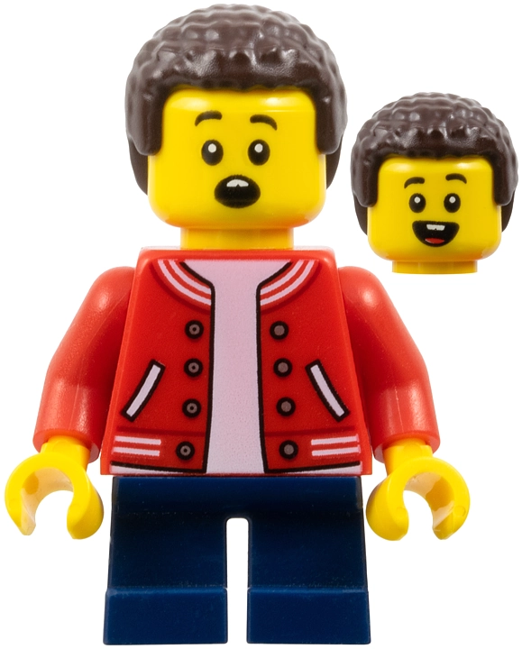Boy, Red Letterman Jacket, Dark Blue Legs