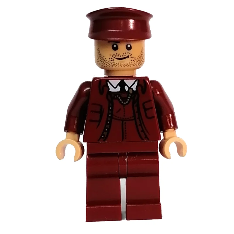Train Conductor, Dark Red Suit, Dark Red Cap, Warm Tan Head
