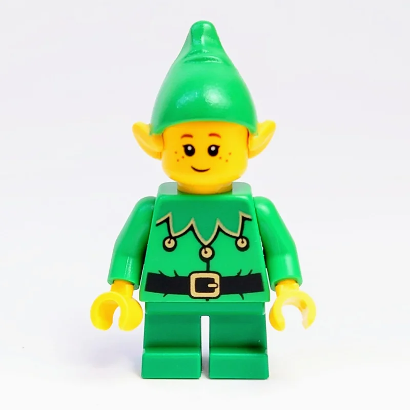 Elf - Bright Green Torso, Green Short Legs, Bright Green Hat, Freckles
