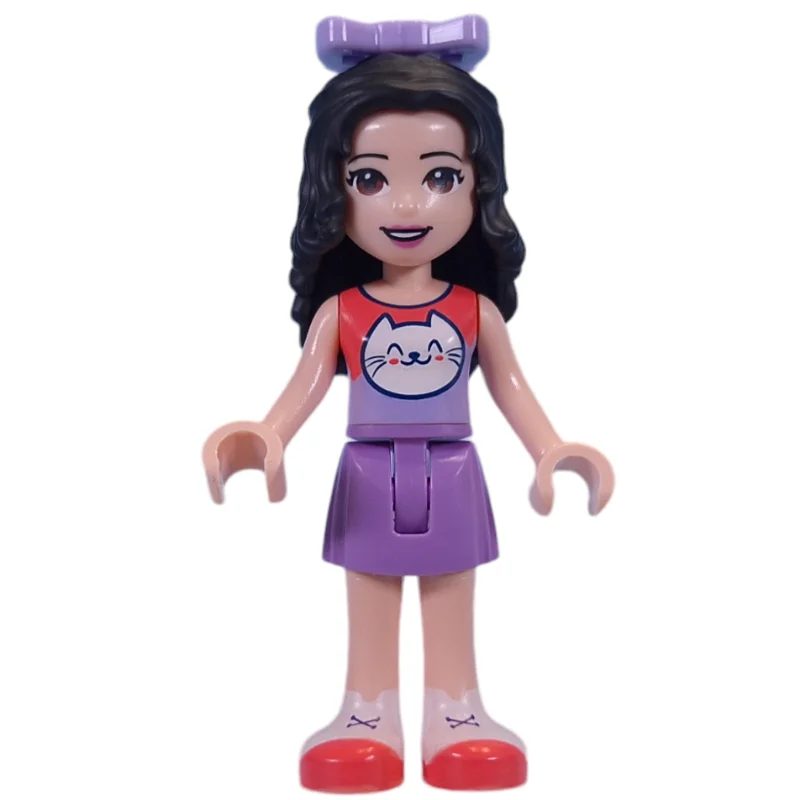 Emma - Coral Top, Medium Lavender Skirt, Bow