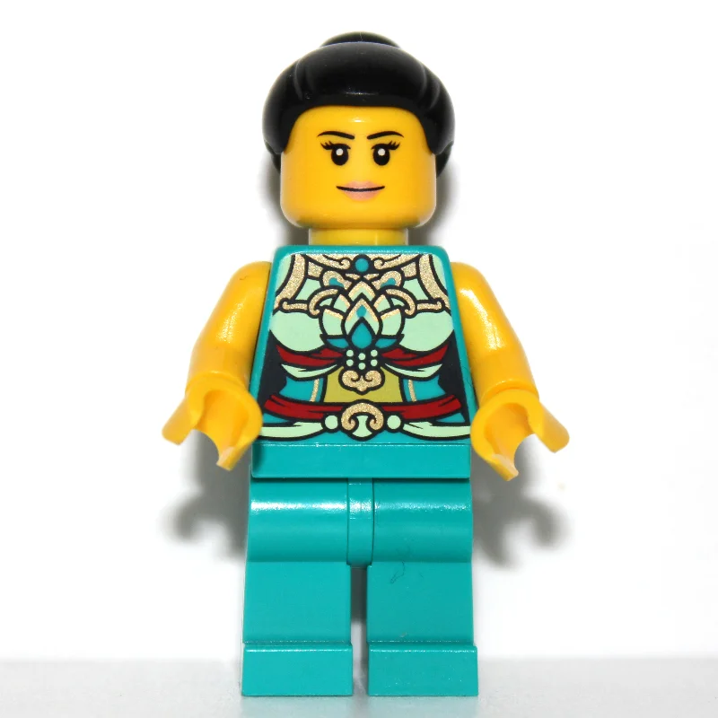 Dark Turquoise Torso, Chinese Decorations, Dark Turquoise Legs, Black Hair Bun