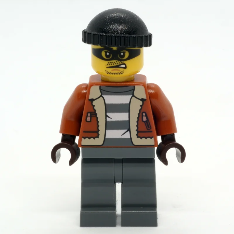 Criminal, Dark Orange Jacket, Dark Bluish Gray Legs, Black Beanie