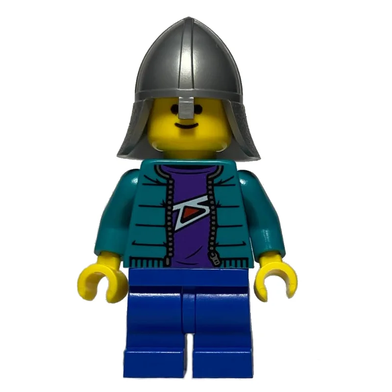 Child - Dark Turquoise Torso, Blue Medium Legs, Flat Silver Knight Helmet