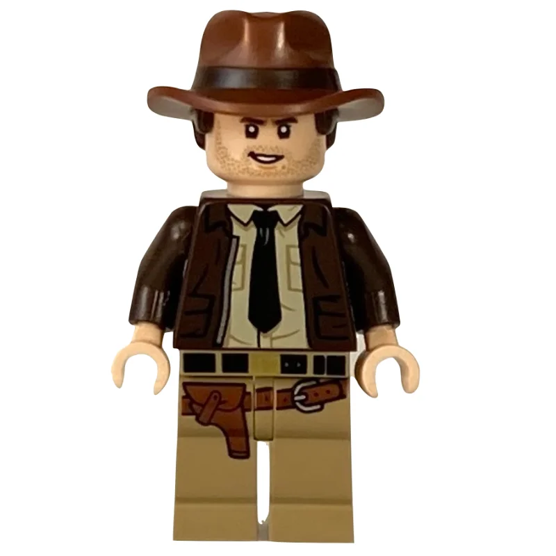 Indiana Jones in Dark Brown Jacket, Tan Shirt, Black Tie