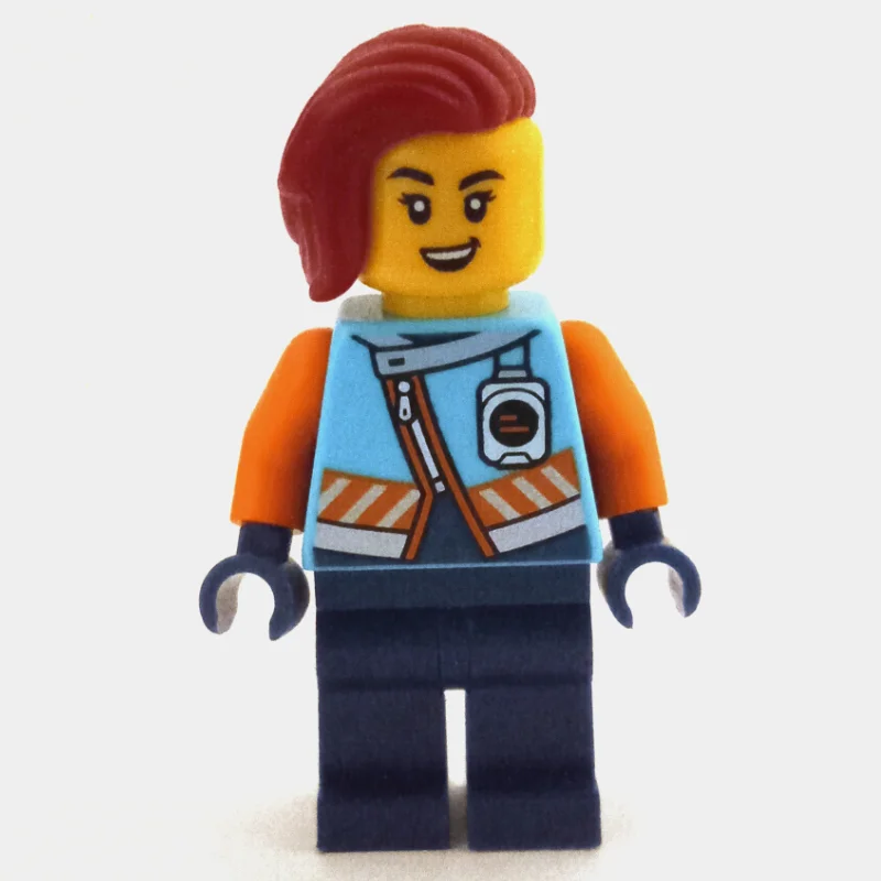 Ocean Explorer, Iris Icicle, Medium Azure and Dark Blue Suit, Dark Red Hair