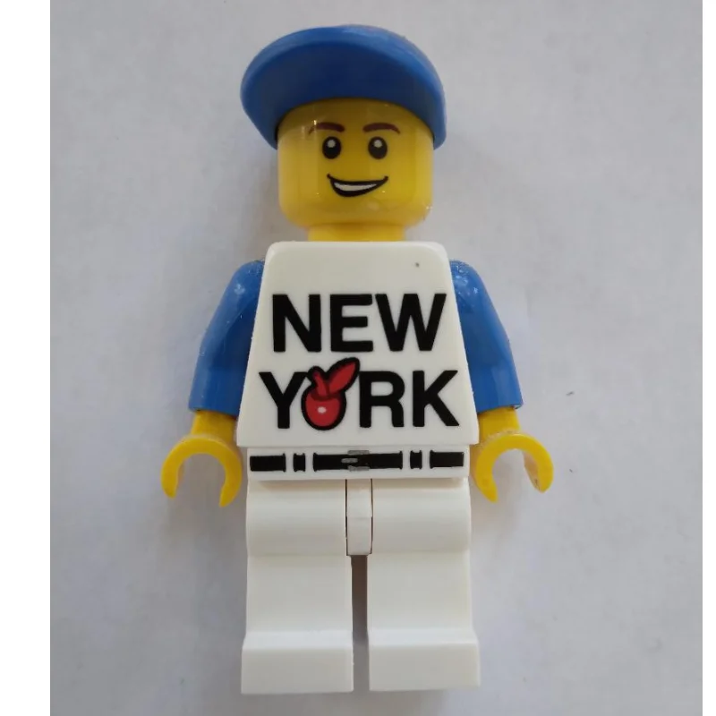 New York, White Torso, White Legs, Blue Cap
