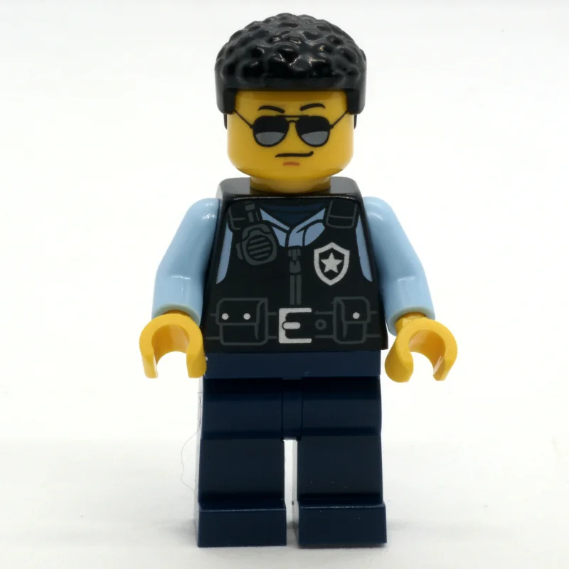 Police Officer - Black Torso, Dark Blue Legs, Short Black Hair