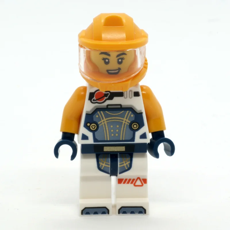 Astronaut, White Spacesuit, Bright Light Orange Armor Helmet