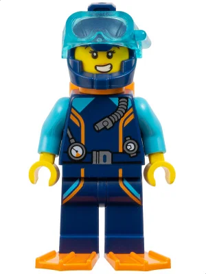Ocean Explorer Diver, Woman, Dark Blue Wetsuit and Helmet