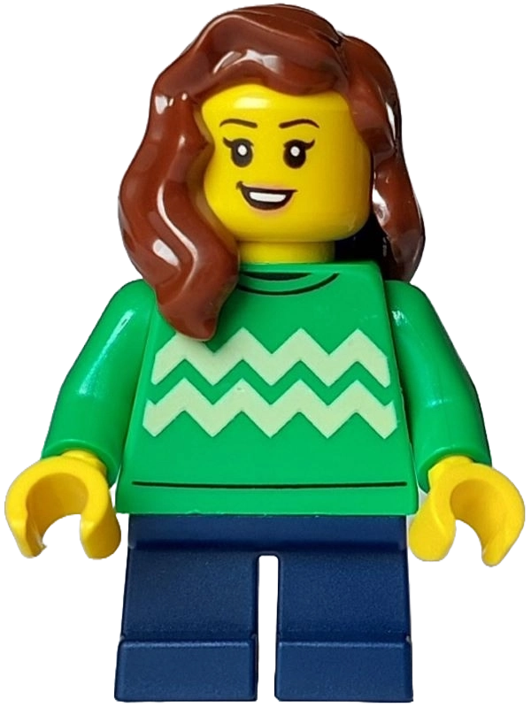 Kid, Bright Green Torso, Dark Blue Legs, Reddish Brown Hair