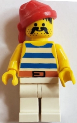 Pirate - Blue Stripes, White Legs, Red Bandana, Black Belt Buckle, 3626b