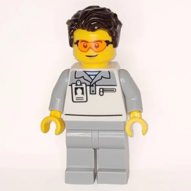 Garage Worker, White/Light Bluish Grey Suit, Dark Brown Hair, Glasses
