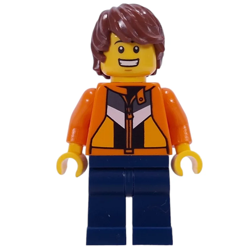 Just Jason, Vlogger, Orange Jacket, Dark Blue Legs, Reddish Brown Hair