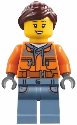 Orange Torso, Sand Blue Legs, Dark Brown Hair