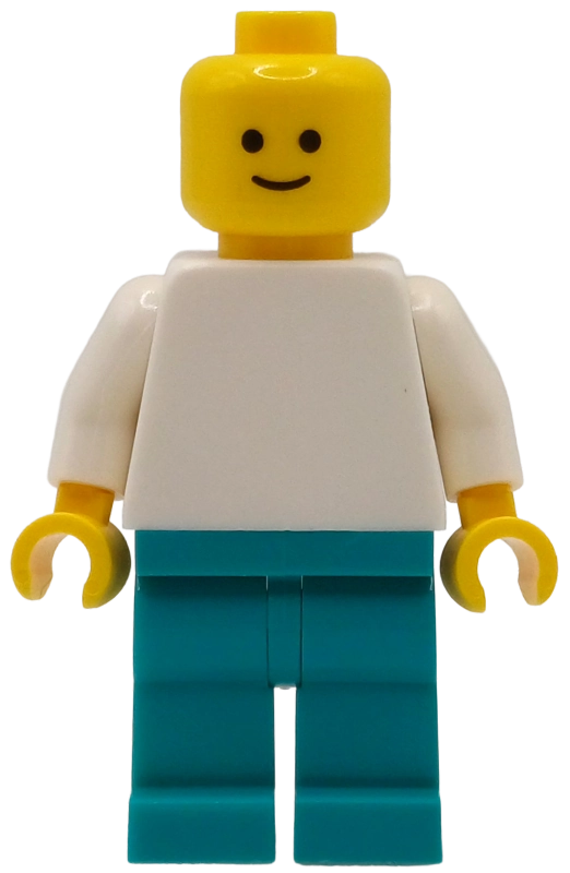 White Torso, Dark Turquoise Legs, Neutral Face