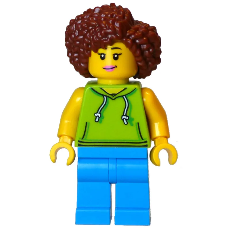 Lime Torso, Dark Azure Legs, Reddish Brown Hair