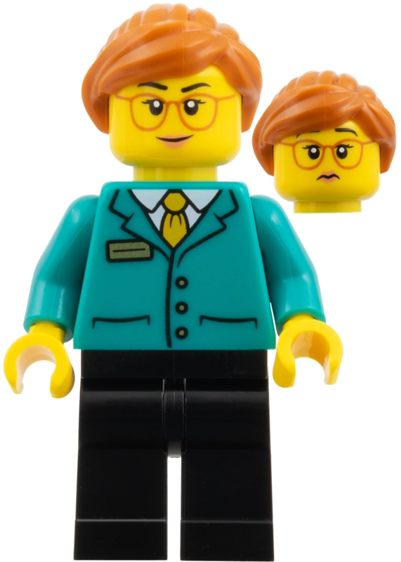 Postmaster, Dark Turquoise Torso, Black Legs, Dark Orange Hair