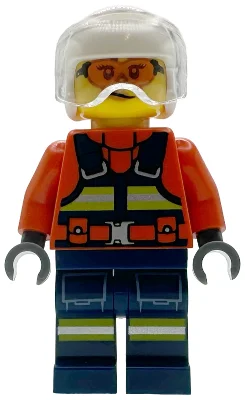 Lifeguard, Reddish Brown Torso, Dark Blue Legs, White Pilot Helmet