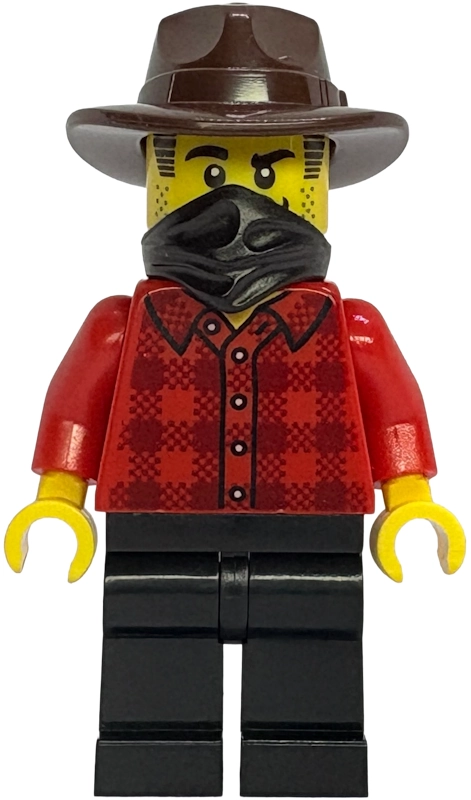 Bandit, Red Shirt, Black legs, Fedora, Mask