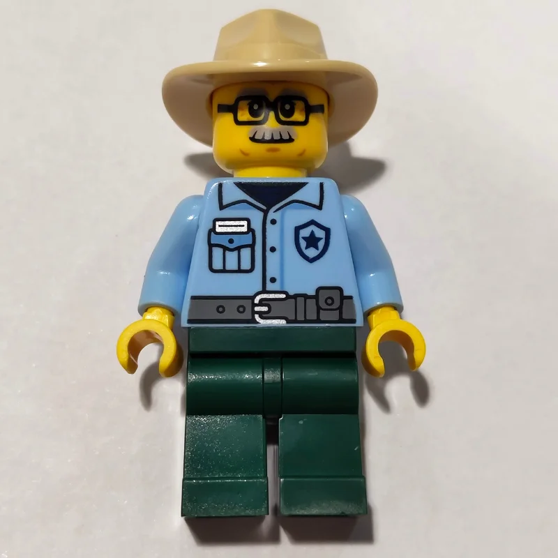 Ranger, Bright Light Blue Torso, Dark Green Legs, Fedora, Moustache