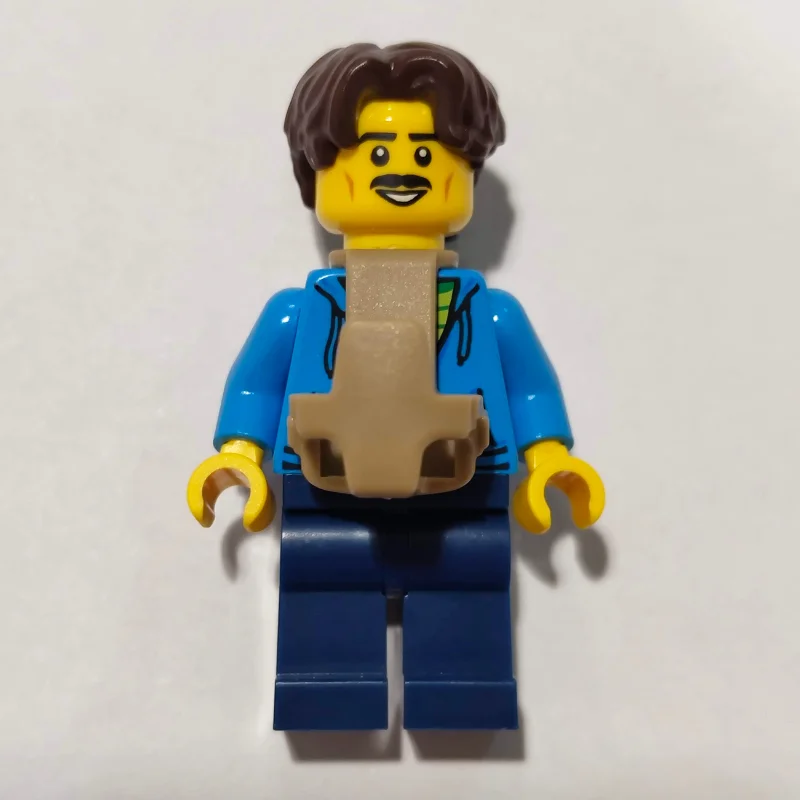 Dad, Dark Azure Torso, Dark Blue Legs, Dark Brown Hair, Baby Carrier