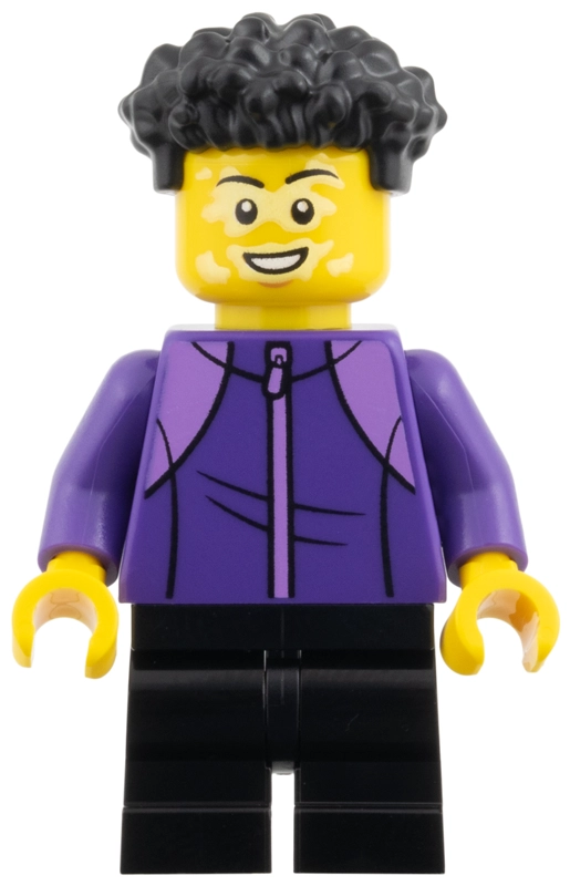 Man, Dark Purple Jacket, Black Medium Legs
