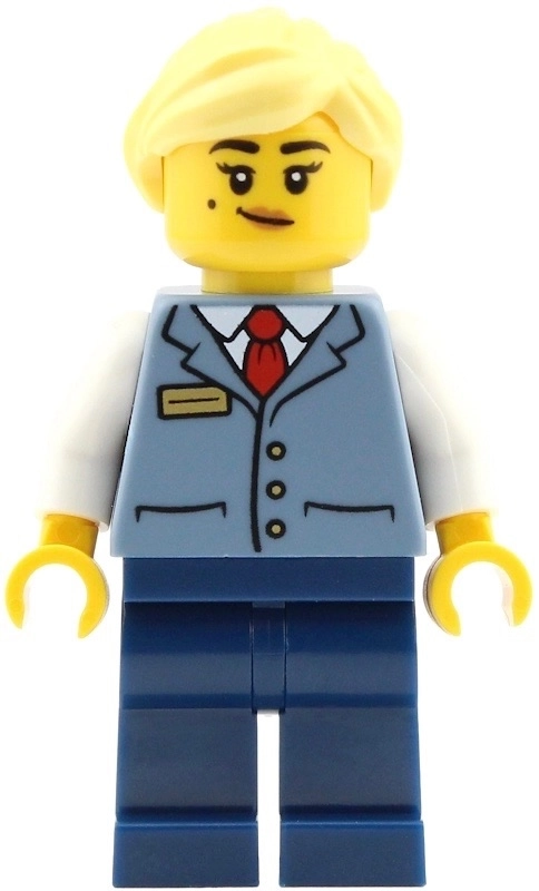 Train Conductor, Sand Blue Vest, Dark Blue Legs, Bright Light Yellow Hair