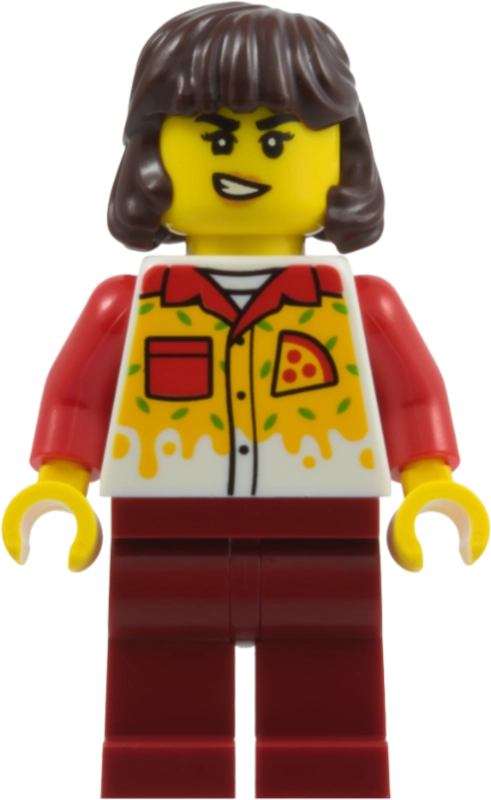 Pizza Worker, Dark Red Legs, Dark Brown Hair