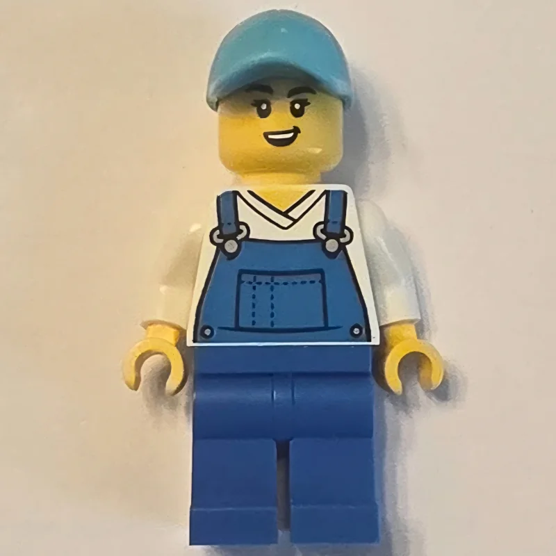 Car Wash Worker, Blue Overalls, Medium Azure Cap