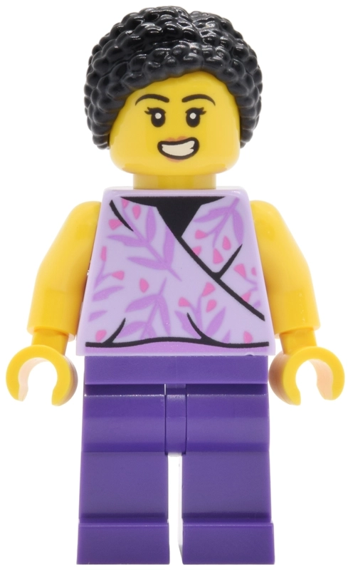 Woman, Lavendar Top, Dark Purple Legs, Black Hair
