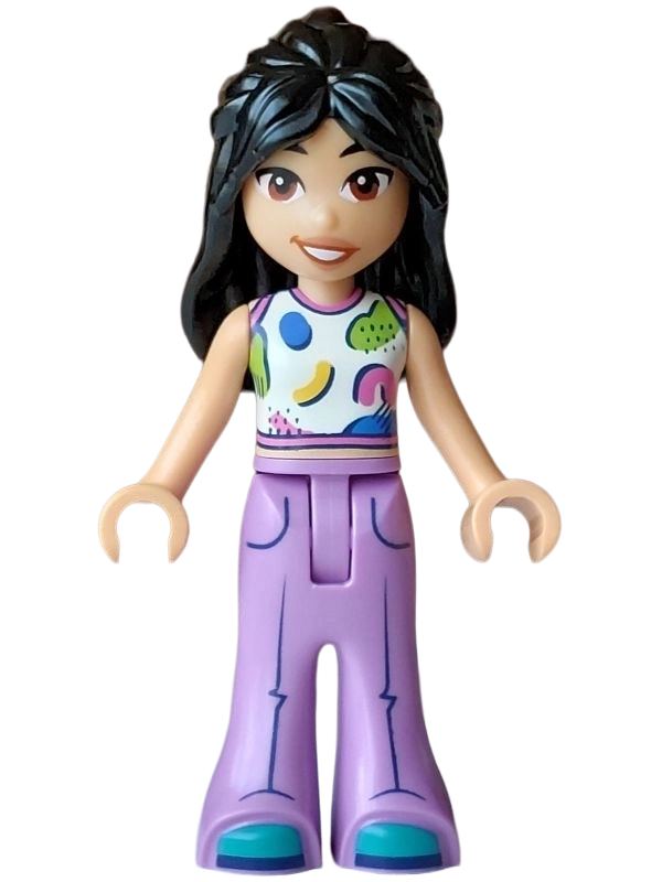 Liann, White Top, Medium Lavender Pants
