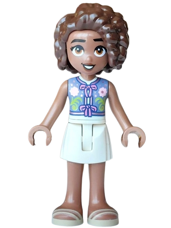 Aliya, Sand Blue Top, White Skirt