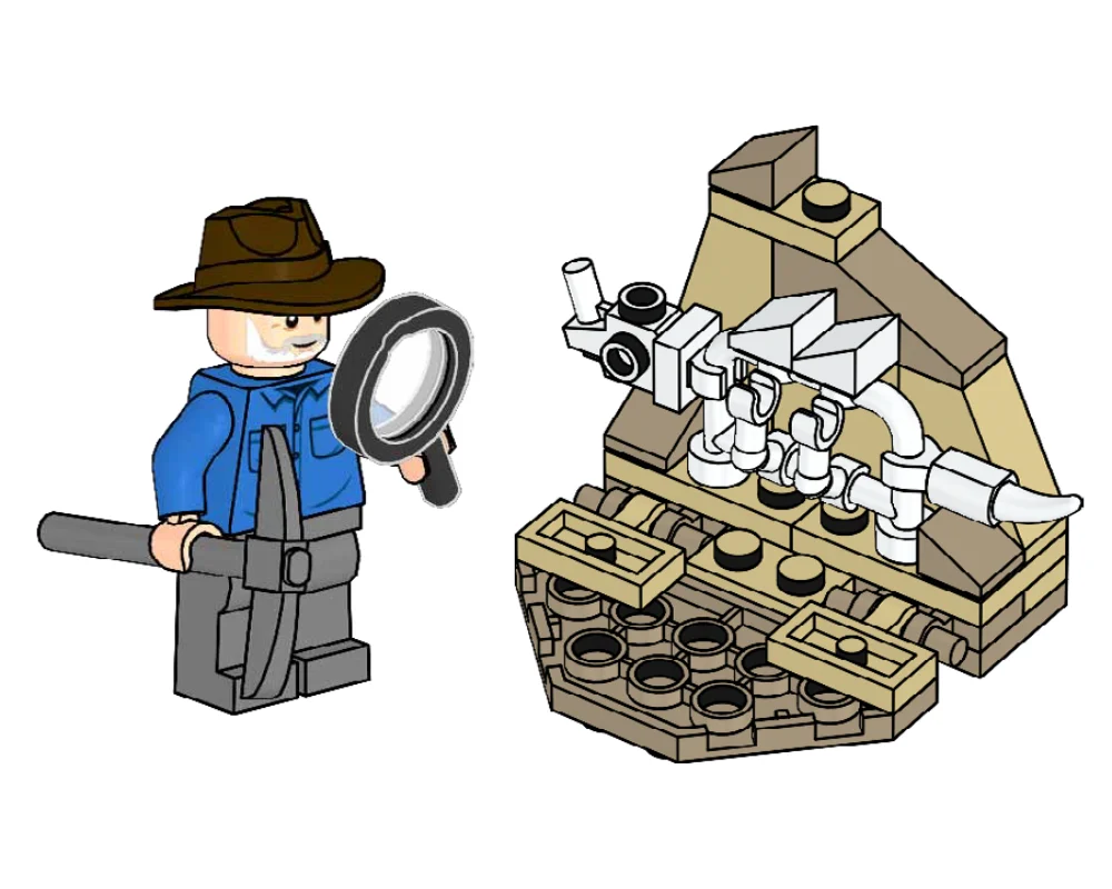 Alan Grant and Dino Skeleton