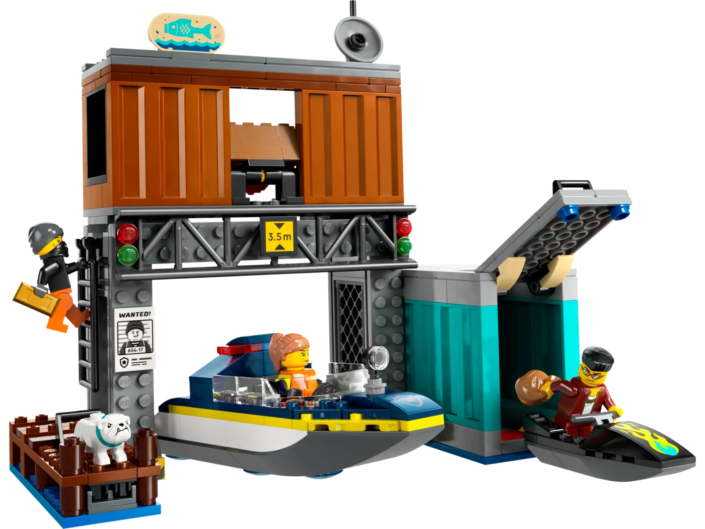 Police Speedboat and Crooks' Hideout