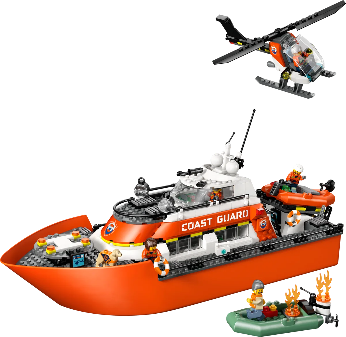 Coast Guard Rescue Boat & Helicopter