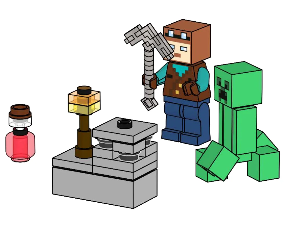 Miner with Creeper and Ores