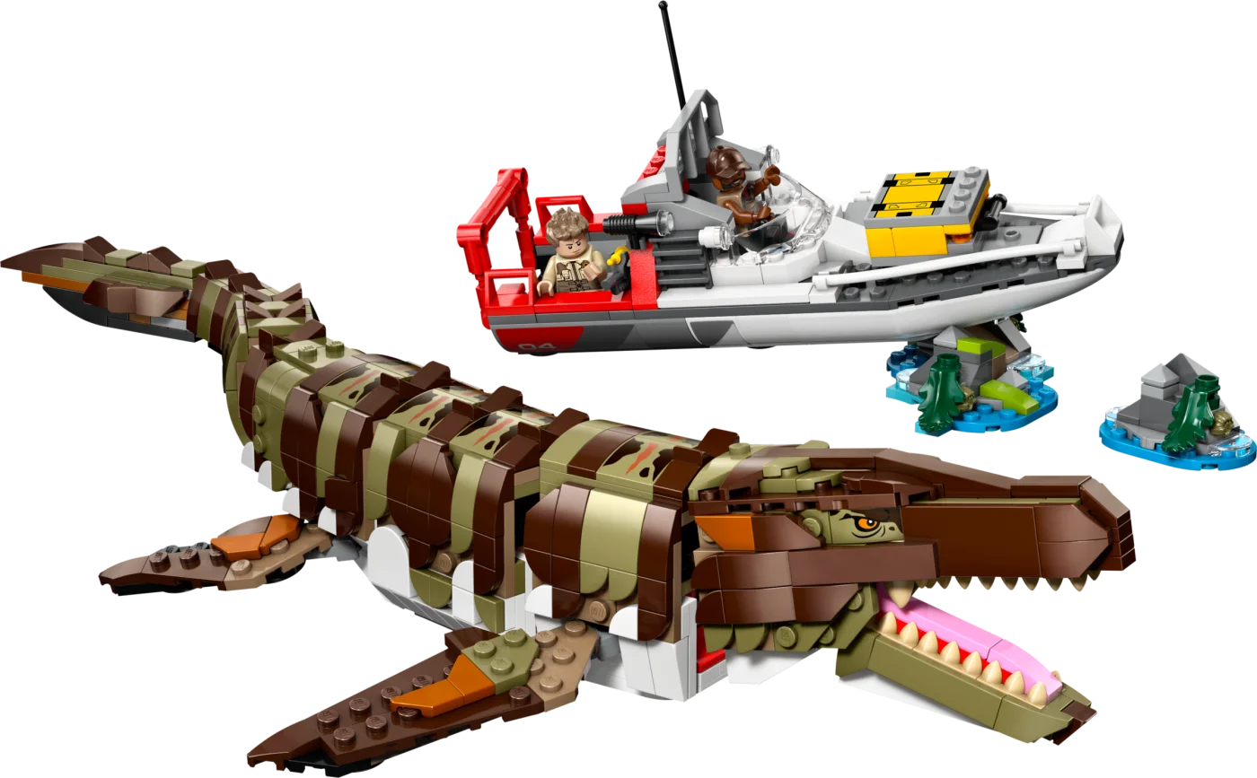 Brick-Built Mosasaurus Boat Mission